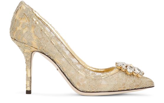Women's Lurex lace rainbow pumps with brooch detailing