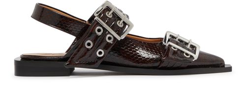 GANNI Snake buckle ballet pumps