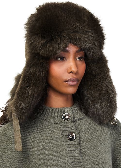 YVES SALOMON Chapka en laine et fourrure de renard