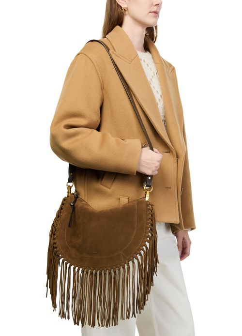 ISABEL MARANT Sac en cuir velours à franges Oskan Hobo Soft Zip 