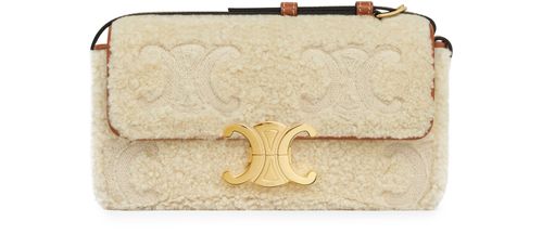CELINE Sac claude shearling avec broderies Triomphe