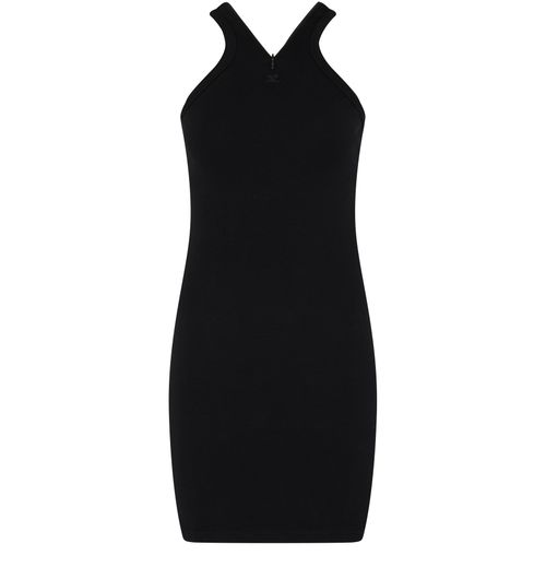 COURREGES Mini robe bords-côtes à bretelles croisées