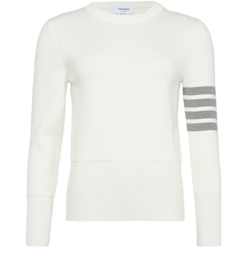 THOM BROWNE 4Bar in cotton crepe round neck