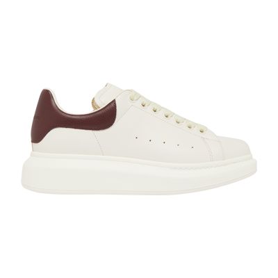 Alexander Mcqueen White Leather Sneakers With Chocolate Leather Heel In White