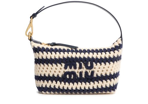 MIU MIU Pochette en crochet rayée