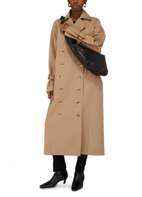 Louis Vuitton Women's Double Breasted Trench Long Coat Cotton with