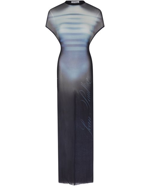JEAN PAUL GAULTIER Robe longue en tissu mesh imprimé The Male
