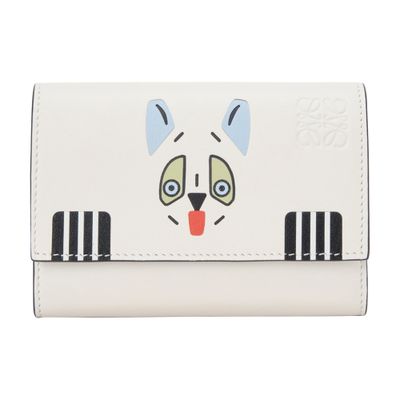Futurist Cat small vertical wallet in classic calfskin