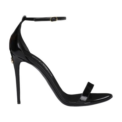 Dolce & Gabbana Women's Black Polished Calfskin Sandals Size 35.5