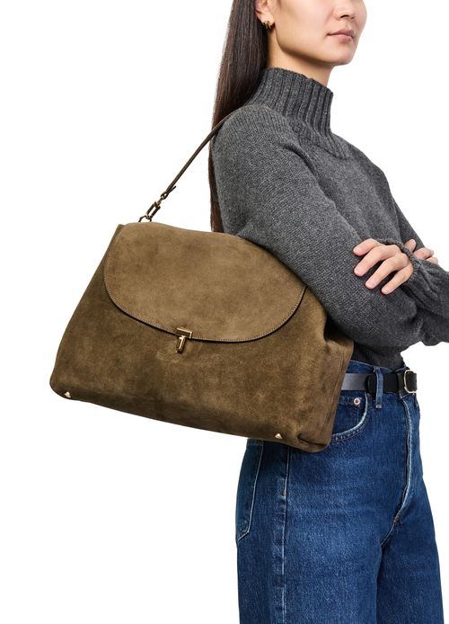 TOTEME Sac satchel en daim T-Lock