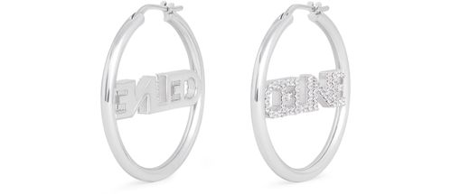 CELINE Hoops in brass with rhodium finish and crystals