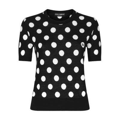 Dolce & Gabbana Polka-dot Inlay Knitted Tank Top In Multicolor