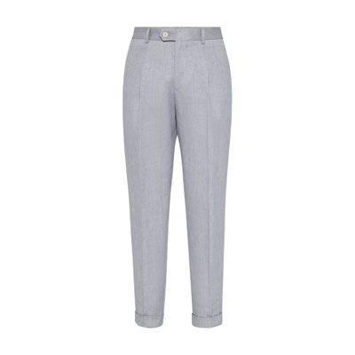 Brunello Cucinelli Linen Trousers In Grey