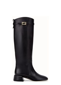 Fendi black leather boots top