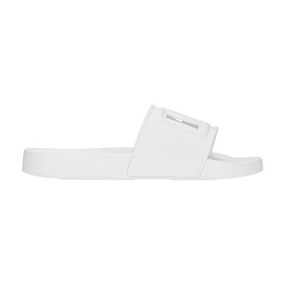 Dolce & Gabbana Rubber Beachwear Sliders With Dg Logo In White