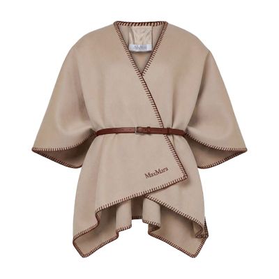 Max Mara Belted Cape In Brown