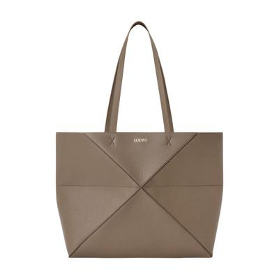 Loewe Medium Horizontal Puzzle Fold Tote In Soft Grained Calfskin In Brown