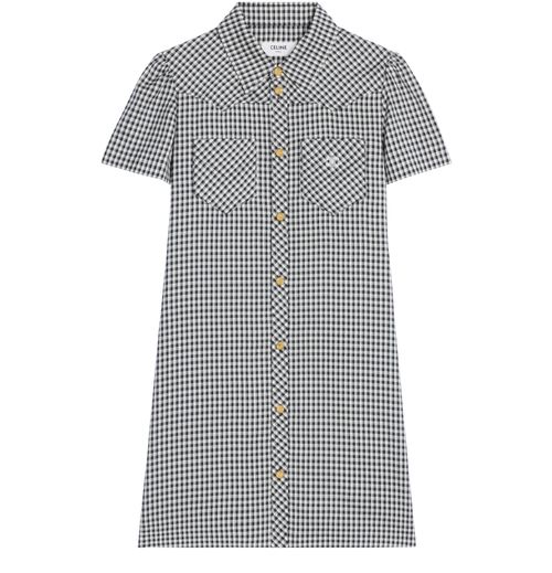 CELINE Mini shirt dress in vichy silk