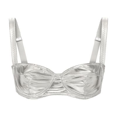 Dolce & Gabbana Metallic Balconette Bra In Silver