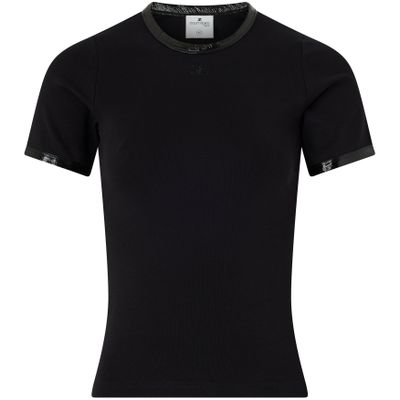 Courrèges T-shirt With Contrasting Vinyl In Black