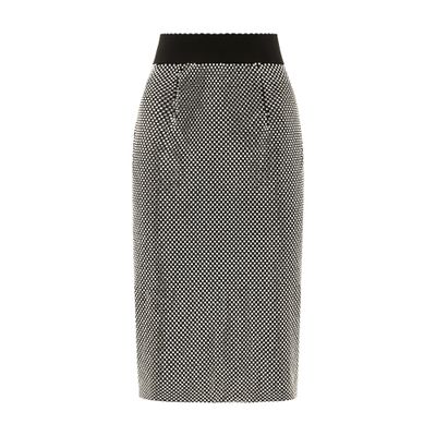 Dolce & Gabbana Crystal Mesh Midi Skirt In Silver