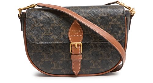 CELINE Folco shoulder bag in Triomphe canvas and calfskin