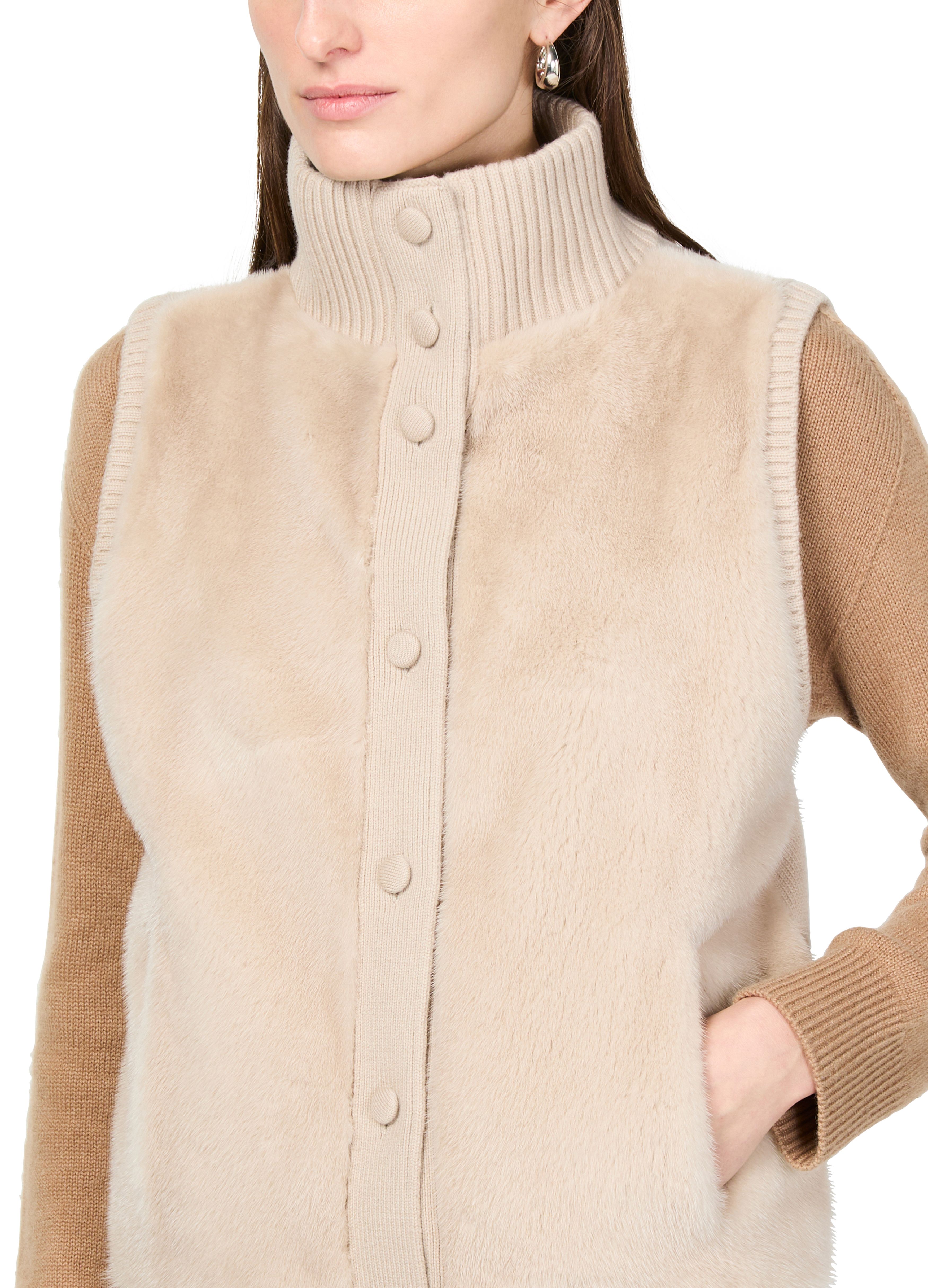 Buttoned merino wool and mink jacket 4