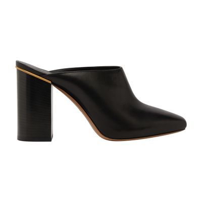 Chloé Ambre Calfskin Block-heel Mules In Black