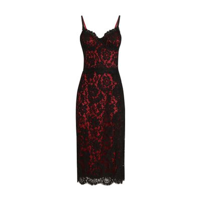Dolce & Gabbana Lace Midi Slip Dress In Black