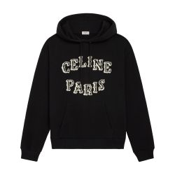 Men s Celine loose embroidered hoodie in cotton fleece CELINE 24S