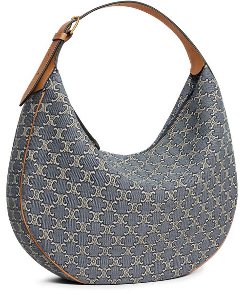 CELINE Large Celine Lulu in Triomphe jacquard and calfskin