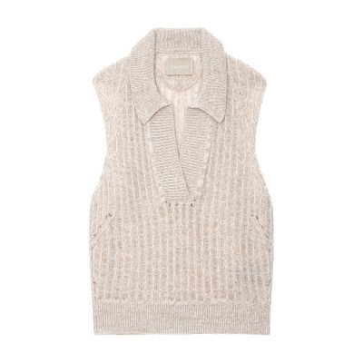 Zadig & Voltaire Lunny Merino-wool Sweater Vest In Beige