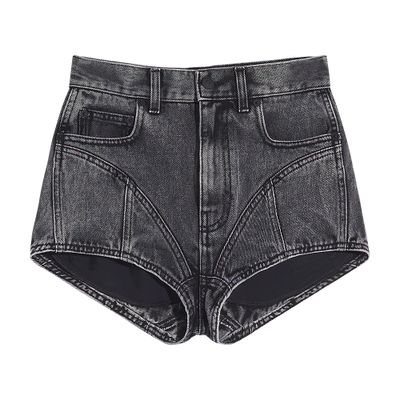 Mugler Straight Patchwork High-rise Shorts In Black