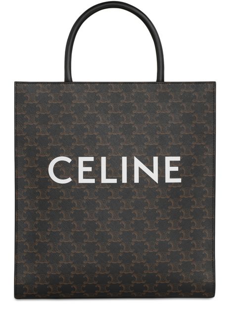 CELINE logo Tote Bag Horizontal Cabas Tote Bag Canvas/Leather White