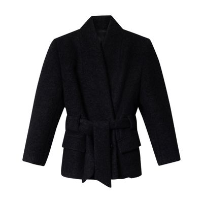 Isabel Marant Syndra Short Belted Coat In Black