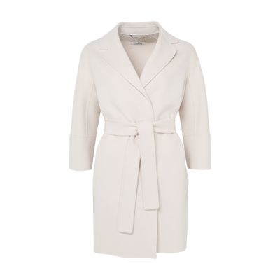 S Max Mara Belted Coat In Off-white