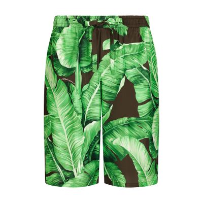 Shop Dolce & Gabbana Banana-tree-print Silk Shorts In Multicolor