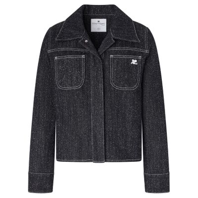 Courrèges Tweed And Denim Overshirt In Black