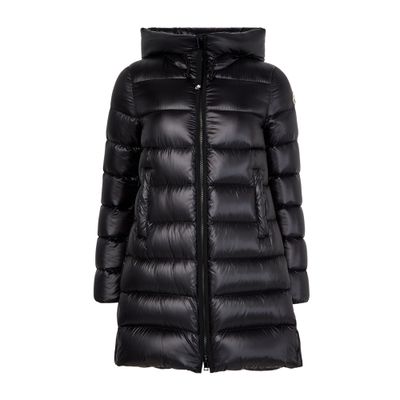 Moncler Women Black Suyenne Midi Hooded Down Jacket In Black