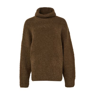 Totême Bouclé Turtleneck Sweater In Brown