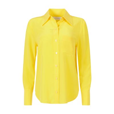 Equipment Quinne Spread-collar Button-down Silk Shirt In Yellow