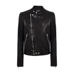 Men s Leather biker jacket with zipper BALMAIN 24S