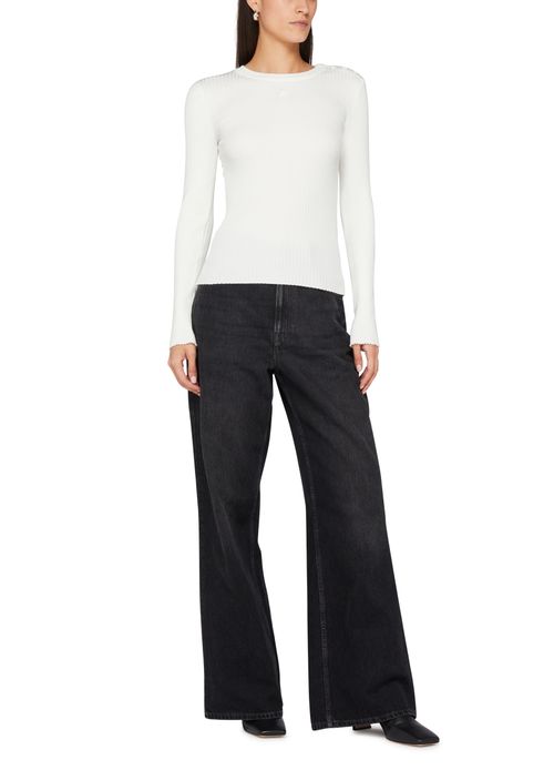 COURREGES Shoulder snaps rib knit sweater