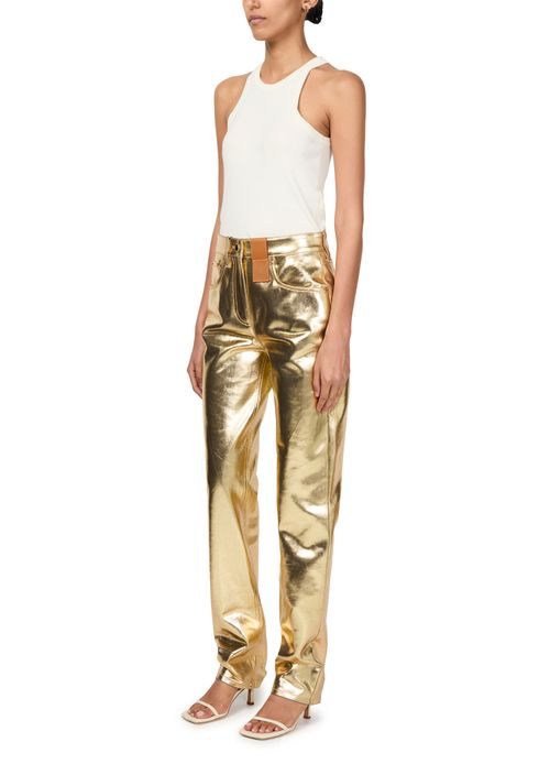 LOUIS VUITTON Goldfarbene, gerade geschnittene Jeans