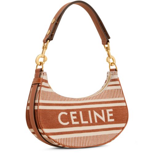 CELINE Medium Ava strap bag in striped textile