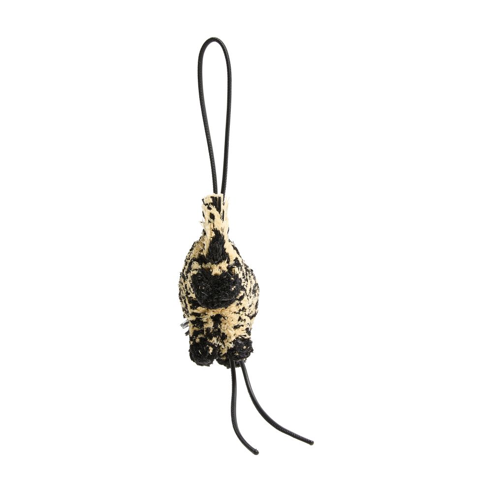 Zebra bag charm in raffia and calfskin thumbnail 5