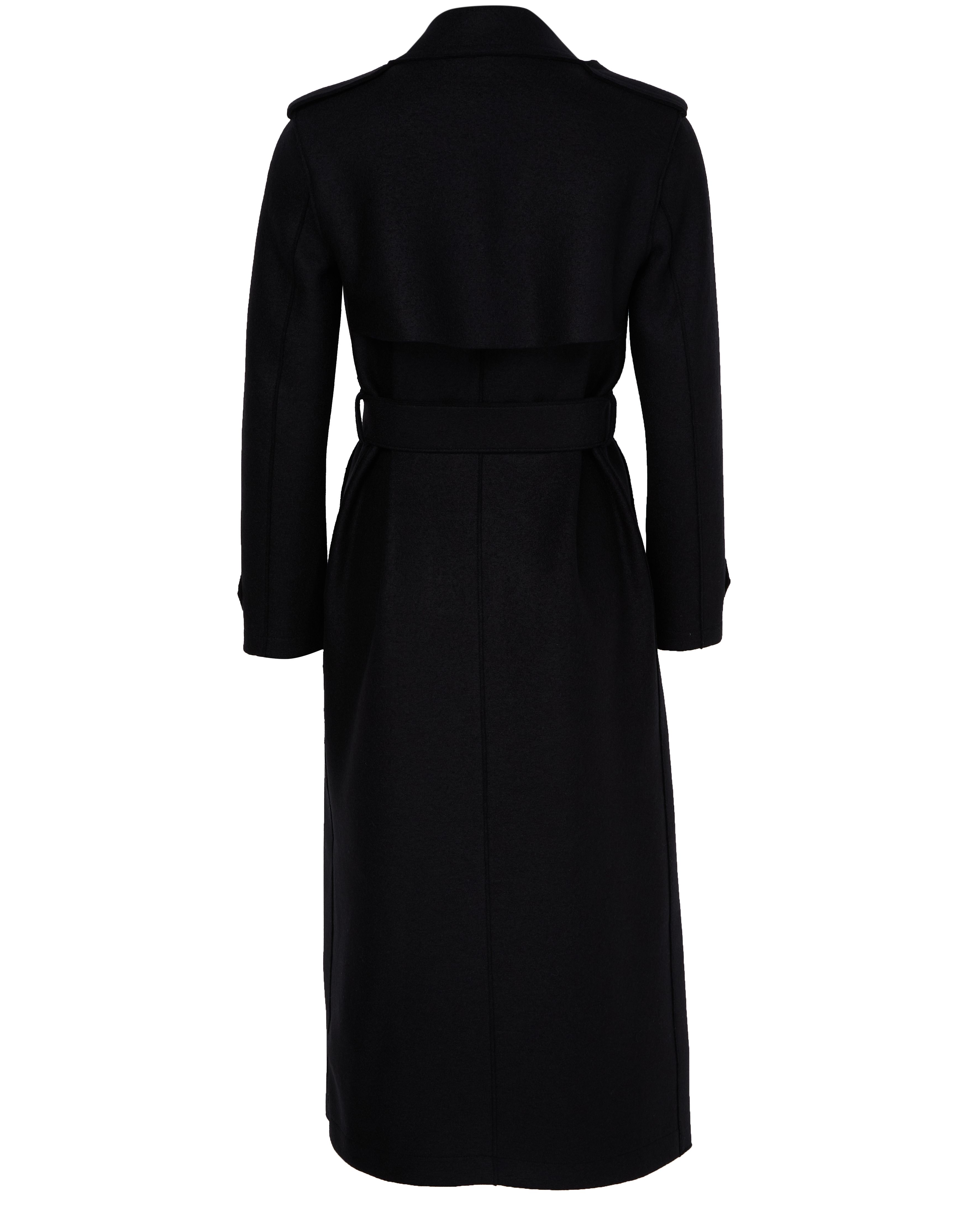 Double-stitched long trench in pressed wool thumbnail 3