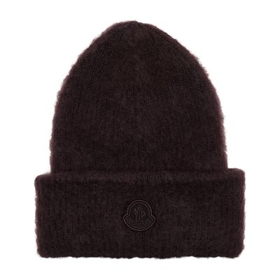 Moncler Logo Beanie In Brown