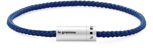 LE GRAMME 7 g Nato Strangarmband aus gebürstetem Sterlingsilber und blauem Polyester