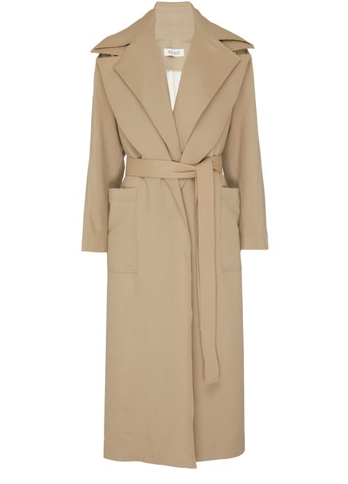 ROHE Belted trench coat with double collar